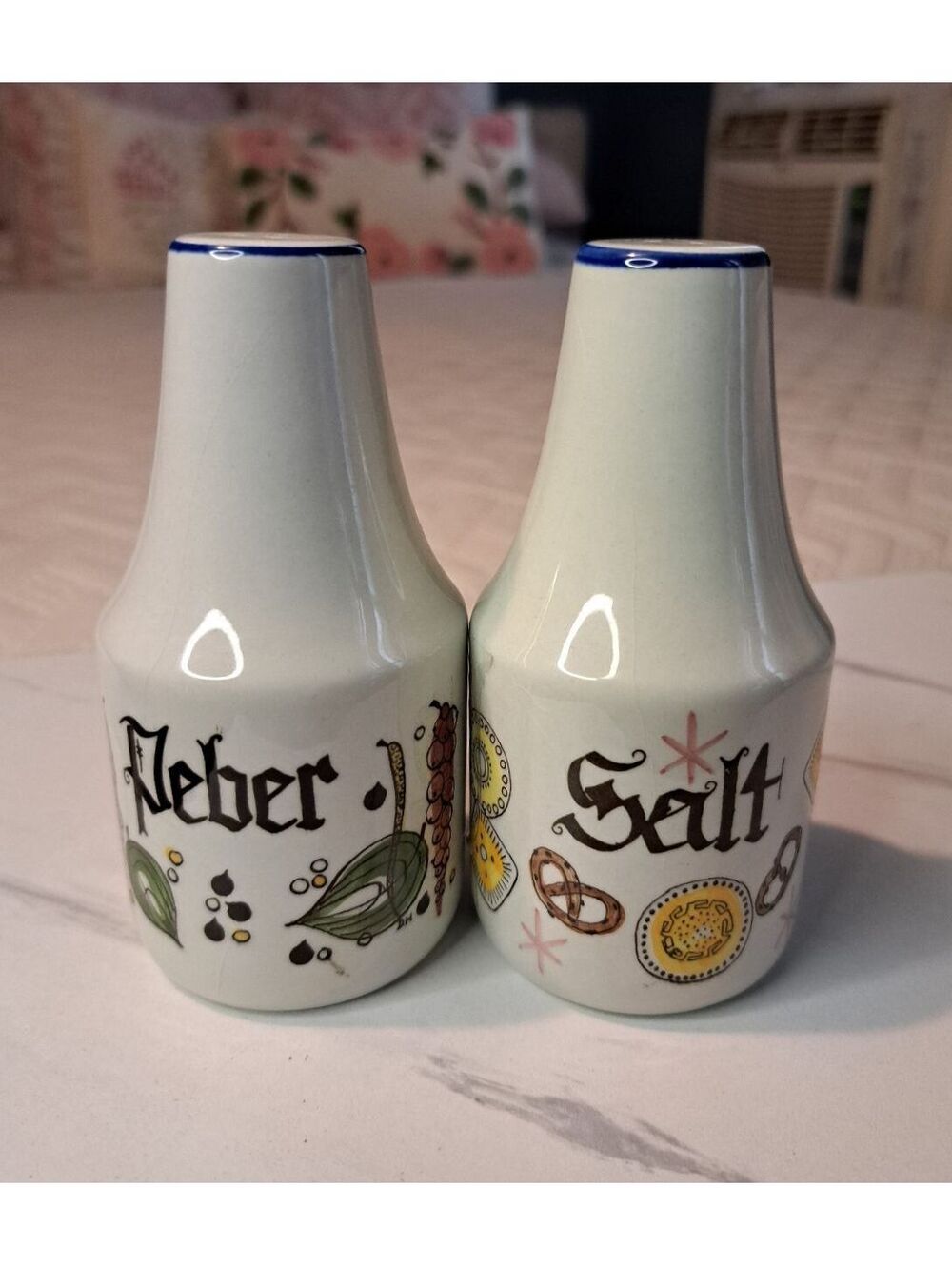 Vintage Denmark Folk Art Knabstrup "Pernille" Ceramic Salt & Pepper Shakers